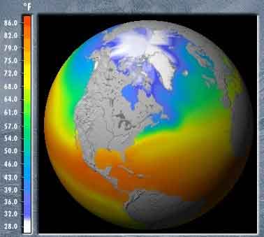 Globe Indicating Water Temperatures in Farenheit